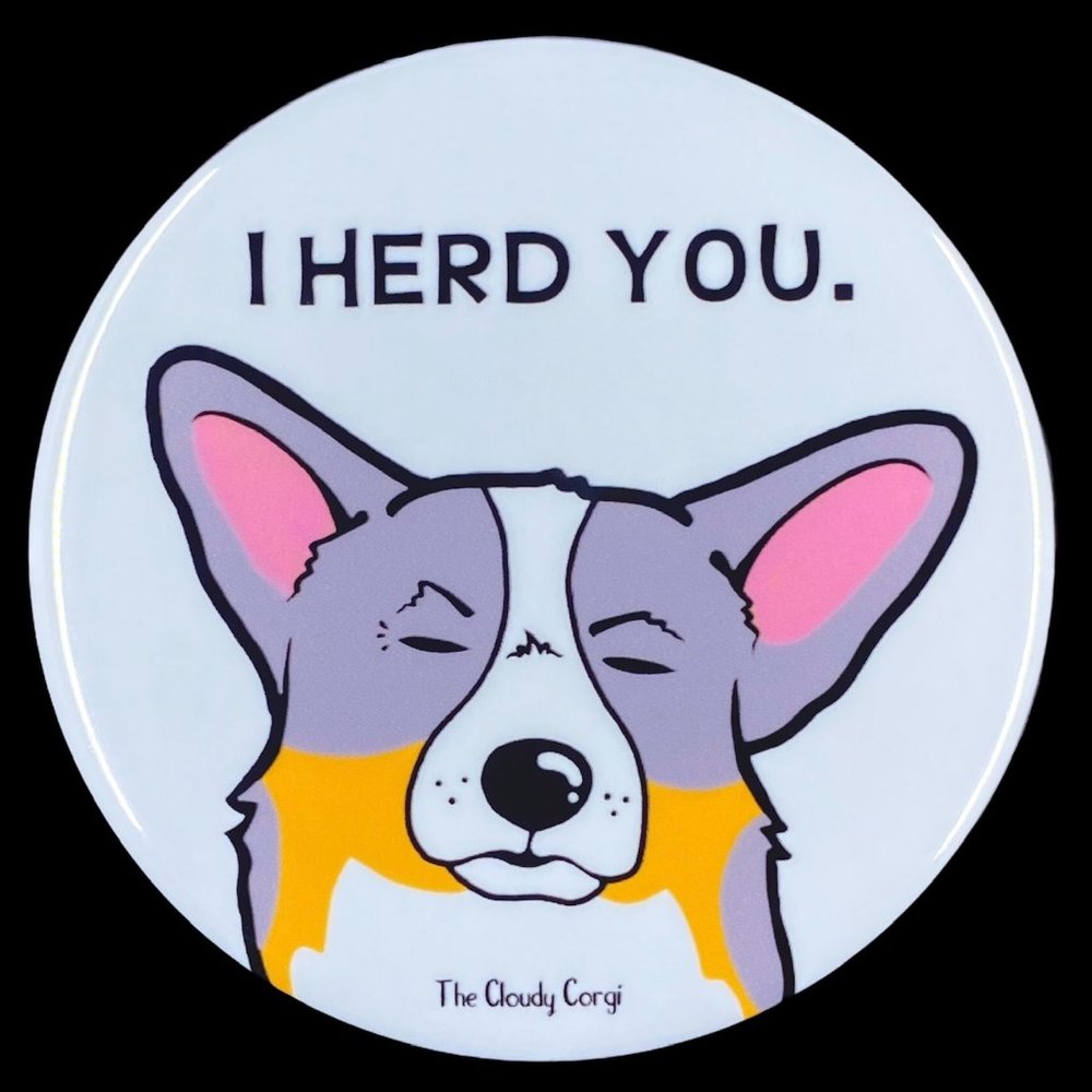 Funny Tricolor Corgi Dog Art Pin Button Badge